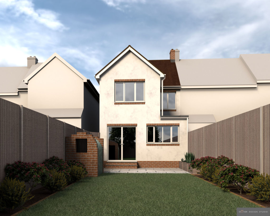 Oliver Design Studio Two storey rear extension CGI visual