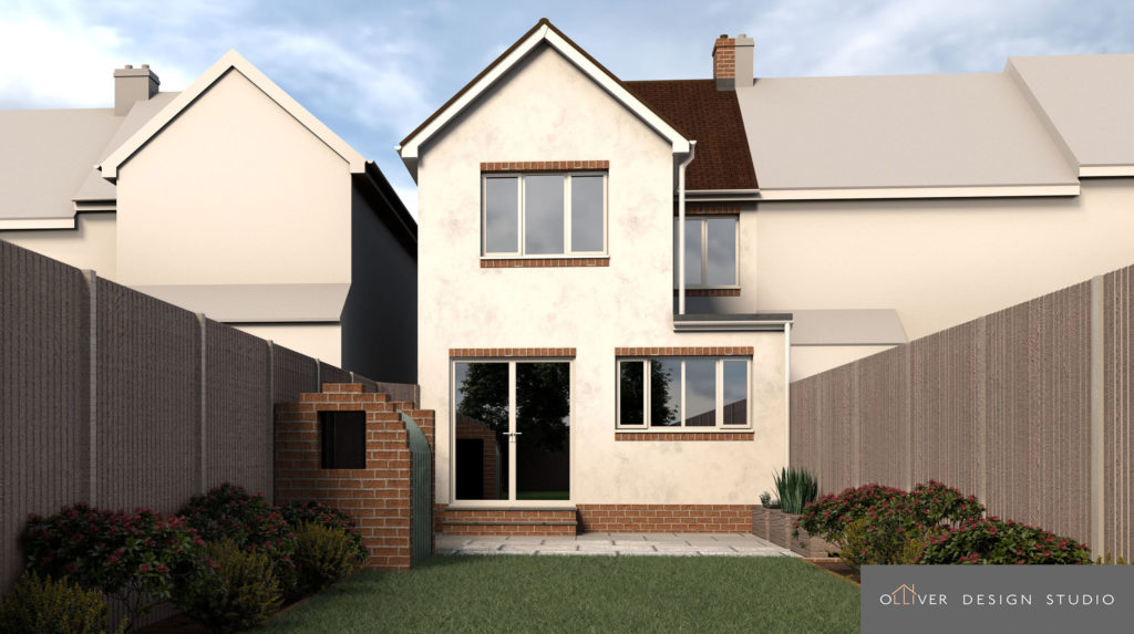 Oliver Design Studio Two storey rear extension CGI visual