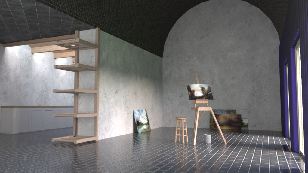 Internal CGI Render Visual of 3D Artist Studio model